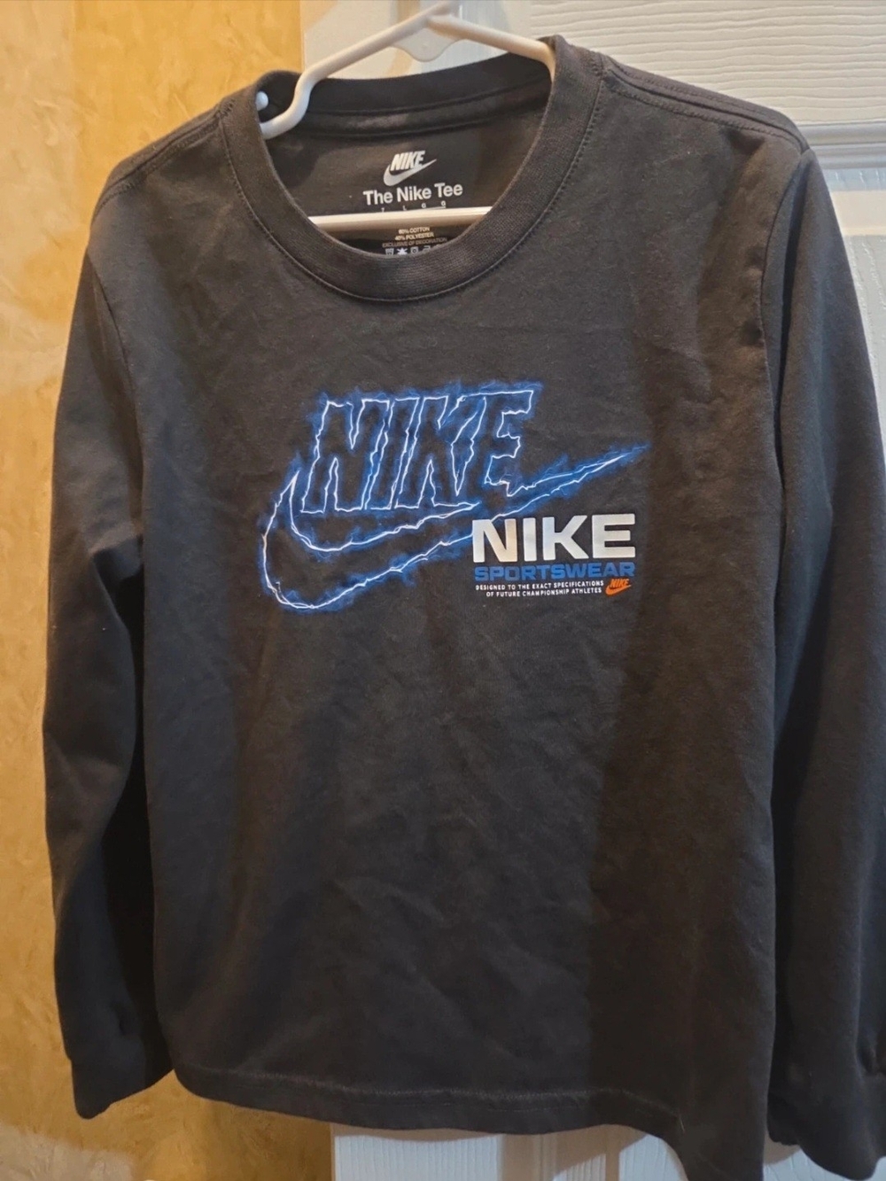Nike Men’s Crewneck Sweatshirt - Black with Blue Logo